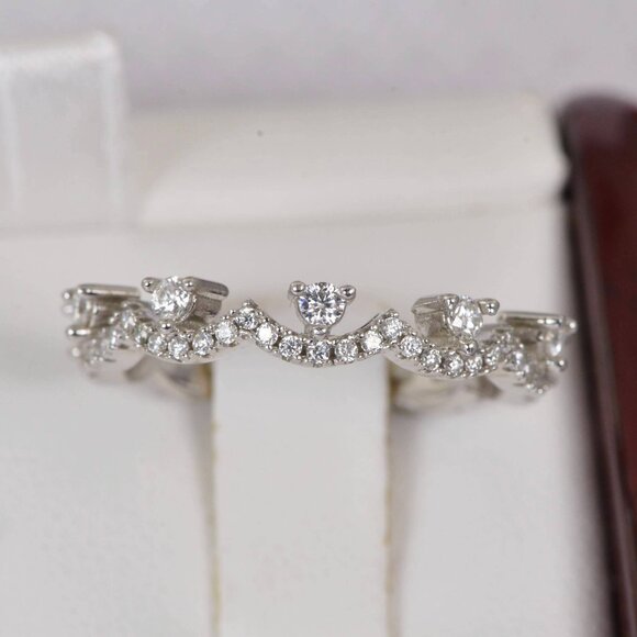 Certified Moissanite Ring Diamond Crown Eternity Band Ring - Picture 1 of 4